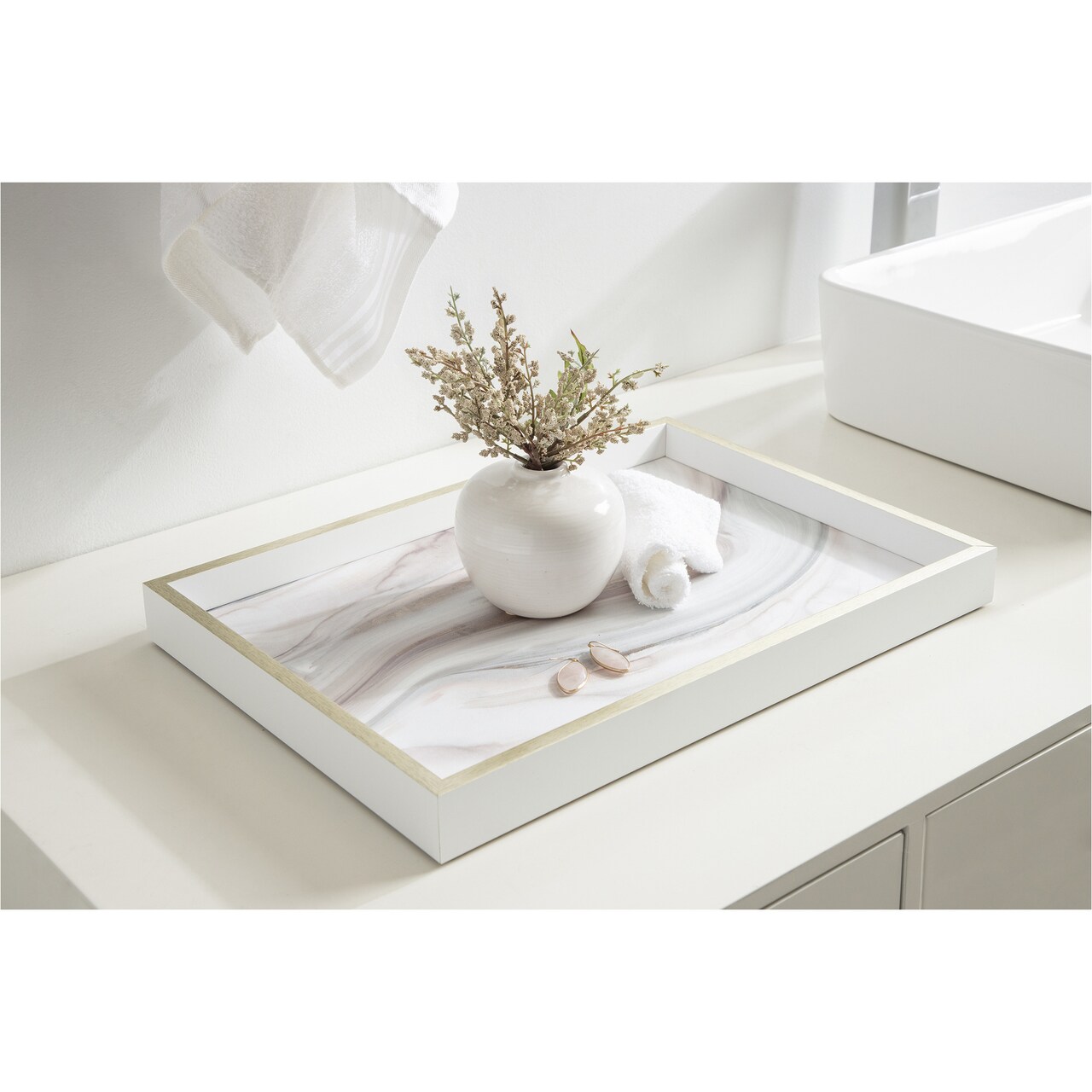 Amanti Art Decorative Wood Tray 13"x19" featuring 'Marble Water' by PI Studio by PI Studio Framed Art Print